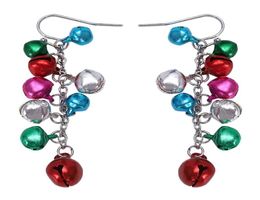 Multicolor Silver Tone Christmas Jingle Bells Dangle Earrings Chandelier3911781