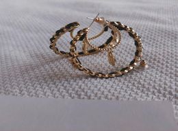 metal hoop earring accessories lock with leather fashion pearl c symbol retro designer earrings6427838