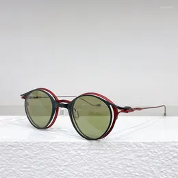 Sunglasses Designer Brand Vintage Round Clip On Male Spring 2024 Retro Alloy Solar Glasses Product Titanium Uv400