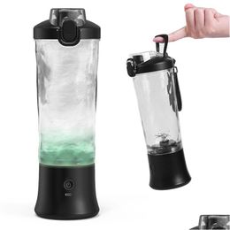 Fruit Vegetable Tools Waterproof Portable Travel Blender 600Ml Smoothie Maker With Spout Usb Rechargeable Protein Drop Delivery Ho Dhxjk