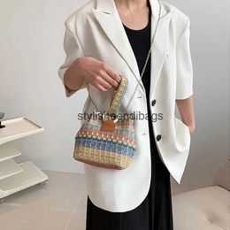 Shoulder Bags Women Handbag Colorful Straw Bucket Bag Casual Woven Shoulder Bag Fashion Satchel Bags Summer Crossbody Bag Hobo Bag Phone PouchH24218