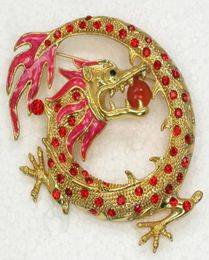 Whole Crystal Rhinestone Faux Opal Enameling Dragon Pin Brooch Fashion brooches Jewelry gift C8817896479
