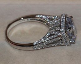 Size 511 Luxury Jewellery 8CT Big Stone White sapphire 14kt white gold filled GF Simulated Diamond Wedding Engagement Band Ring lov1214553