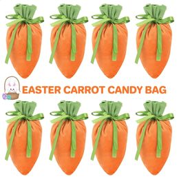 10PC Easter velvet gift bag carrot velvet Jewellery basket candy bag with drawers used for decorating parties cookies and snacks 240218