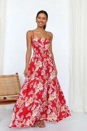 Casual Dresses WildPinky 2024 Boho Maxi Dress Women Floral Print Summer Holiday Beach Female Sleeveless Loose Pockets Sundress Vestidos
