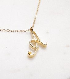 Gold AT Minimalist all 26 English Family friend Name Initial pendant necklace Alphabet Small letter sign monogram charm Engagemen6302753