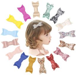 Baby Girls Barrettes hairpins gold powder Hair Bow Barrette Kids Paillette Hairpin Clips Clip With whole wrapped Boutique Bows Hai4918053