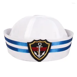 Berets Military Hats White Captain Sailor Hat Navy Marine Caps With Anchor Army For Women Men Child Fancy Cosplay Accessories