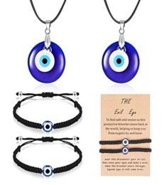 Pendant Necklaces Necklace Bracelet Blue Turkish Resin Leather Rope For Women Men Lucky Protection Gifts8043396