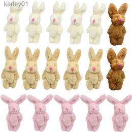 Stuffed Plush Animals 5Pcs/1Pc 6cm Mini Soft Bunny Joint Rabbit for Doll Decoration House Toy Figure YQ240218