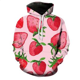Strawberry hoodie 3D printed hoodie for men and women Autumn sweatshirt Harajuku sportswear pullover brand jacket 240124