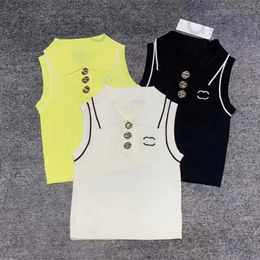 Women's Tanks & Camis designer brand French style contrasting lapel letter pattern sleeveless knitted sweater vest women's 23 summer new versatile top QT9J