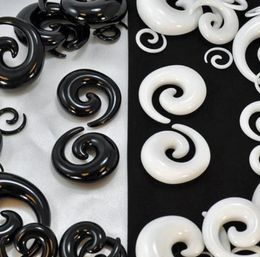 Black and white P32 100pcs mix 8 size 2 color acrylic body jewelry spiral ear taper ear plug4437643