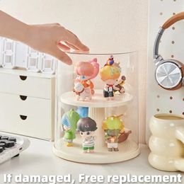 Rotating Blind Box Storage For Figures Display Multilayer Cabinet Dustproof Acrylic Doll Toy 240130