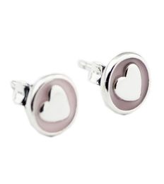 Authentic 925 Sterling Silver Stud Earring Sweet Statements With Pink Enamel Earrings For Women Wedding Gift Delicate Fine Jewelry8507880