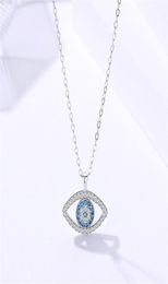 925 Sterling Silver Womens Cubic Zirconia devil evil blue eye Pendant necklace CZ Stone Turkish fashion jewelry China Whole18918182378