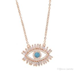 18k gold plated Turkish evil eye necklace lucky girl gift Baguette cubic zirconia turquoise geomstone top quality eye Jewellery 7533370