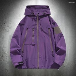 Men's Jackets Purple Windbreaker Jacket Men With Hood Clothing Autumn Outdoor Waterproof Trekking Hiking Coats