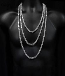 Iced out Hip hop cz paved for men with white gold plated long chain tennis necklace mens jewelry3800488