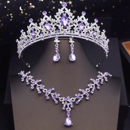 Princess Bridal Jewelry Sets for Women Tiaras Necklace Earrings With Crown Wedding Dress Bride Jewelry Set Accessories 240119