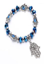 Charm Bracelets WholeVintage Charms Turquoise Beads Bracelet Fashion Hamsa Hand Crystal Glass Women Fine Jewelry Pulseras G044590244