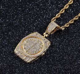 Gold Silver Hip Hop Designer Necklace Jewellery Iced Out Watch Pendant Mens Women Gifts Fashion Stainless Steel Chain Punk Pendants 9710825
