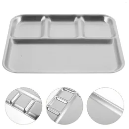 Dinnerware Sets Stainless Steel Grid Divided Serving Tray Plate Seasoning Separated Dinner Eating Toddler