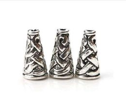 10pcslot 1865mm Antique Silver Color Cone Bead Caps Embossing Alloy End Cap DIY Craft Jewelry Findings1720066