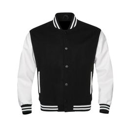 Autumn Red Black Casual Leather Sleeves Wool Unisex University Baseball Letterman Varsity Men Jackets 240124