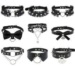 Fashion Jewelry Leather Spiked Choker Punk Collar Women Men Rivets Studded Chocker Chunky Necklace Goth Jewelry Metal Gothic Emo A7577577