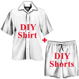 DIY Custom Clothing MenWomen Casual Lapel Button ShirtBeach ShortsSet Funny 3D Print Unique Four Seasons Two Pieces Tracksuit 240130