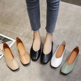 Women Square Toe Flats Solid Colour Boat Shoes Female Slip On Loafers Spring Fashion Ladies Casual Single 240202