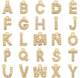 26 pcsset Simple Classic Custom AZ 26 Alphabet Letter Charm Gold Colour Copper Zircon Charm Name Pendant Original Woman Jewelry5283273