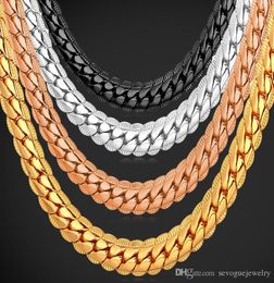 18K Real Gold Plated Necklace With "18K" Stamp Men Jewellery Wholesale New Trendy Chunky Chain Necklace 18''-26''7549642