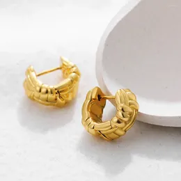 Hoop Earrings Classics Tiny Circle Round Ear Buckle Women Gold Plated Textured Wedding Bride Fashion Jewellery Accessories Aretes