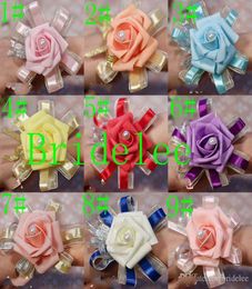 10 pcsLot New Wedding Bouquet Bride Holding Flowers Wedding Supplies Necessary Improvement Optional Wrist Flowers In Stock 9 Colo2738743