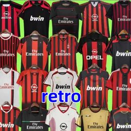 Retro soccer jerseys 95 96 02 03 04 05 06 07 09 10 11 12 13 14 AC KAKA IBRAHIMOVIC WEAH Maldini football shirts 2006 2007 2008 PIRLO BAGGIO jerseys