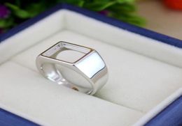 925 Sterling Silver Fashion Wedding Ring 9x11mm Princess Cabochon Semi Mount Men Fine Silver Ring Setting Jewelry4755291