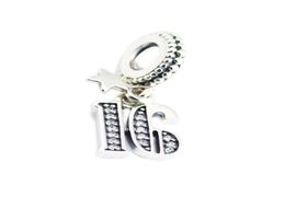 16 birthday charms number dangle 925 sterling silver fits original style bracelet 797261CZ H811042351428996