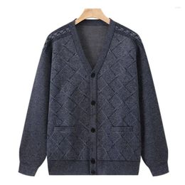 Men's Sweaters Arrival Autumn And Winter Cashmere Sweater V Neck Cardigan Coat Thickened Wool Plaid D20