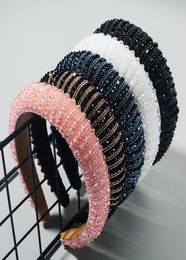 Luxury Women039s Full Crystal Rhinestone Sponge Embellished Padded Headband Girl Handmade beaded Hairband Jewelled Hair Accesso8490032