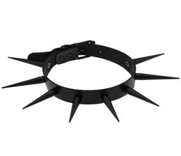 Big Black Spike Rivet Wild Punk Rock Leather Harness Choker Necklaces Women Gothic Harajaku Statement Party Jewellery Men5381609