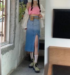 Skirts Female Korean Kawaii Cute Vintage Irregular Denim Skirt Women's Japanese Harajuku Ulzzang Clothing For Women