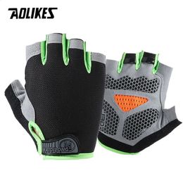 AOLIKES Cycling Gloves MTB Road Riding Gloves Anti-slip Camping Hiking Gloves Gym Fitness Sports Bike Bicycle Glove Half Finger 240122
