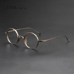 Pure Glasses Frame for Men Retro Round Prescription Eyeglasses frame Vintage Myopia Optical male Eyewear 240119