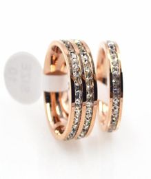 Stainless Steel Rings For Women SingleDouble Two Rows of Diamond RoseSilverGold Plated Lady Wedding Ring With Jewely BOX7196172