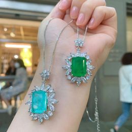 Pendant Necklaces Spring Qiaoer Charm Emerald Paraiba Tourmaline Gemstone Lake Blue Green Stone Necklace Jewelry Birthday Gift