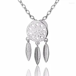 Chains 925 Sterling Silver High Quality Leaves Pendant Necklace Fashion Women Girlfriend Gift Top Sale Big Promotions