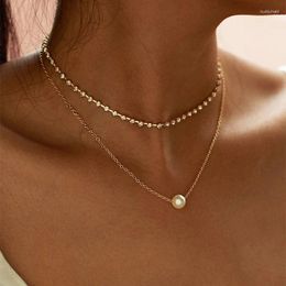 Pendant Necklaces 2024 Fashion Kpop Imitation Pearl Choker Cute Double Layer Chain For Women Jewellery Girl Gift Wholesale