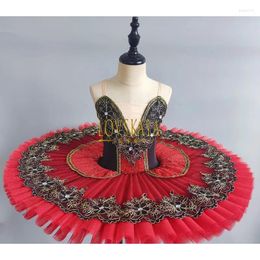 Stage Wear Black And Red Sequin Tutu Skirt Cygnet Performance Dress Professional Ballet For Children